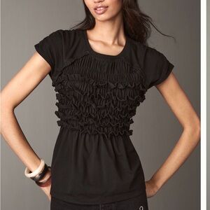 NWT Maeve Black Ruffled Short Sleeve Top